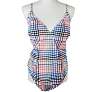 J Crew Seersucker One Piece Swimsuit Gingham Plaid